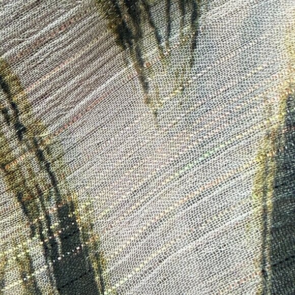 Chicos Mixed Print Top Sz 2 (12 14 Large) Sheer Sleeves Embellished 3/4 Sleeve - Picture 8 of 12